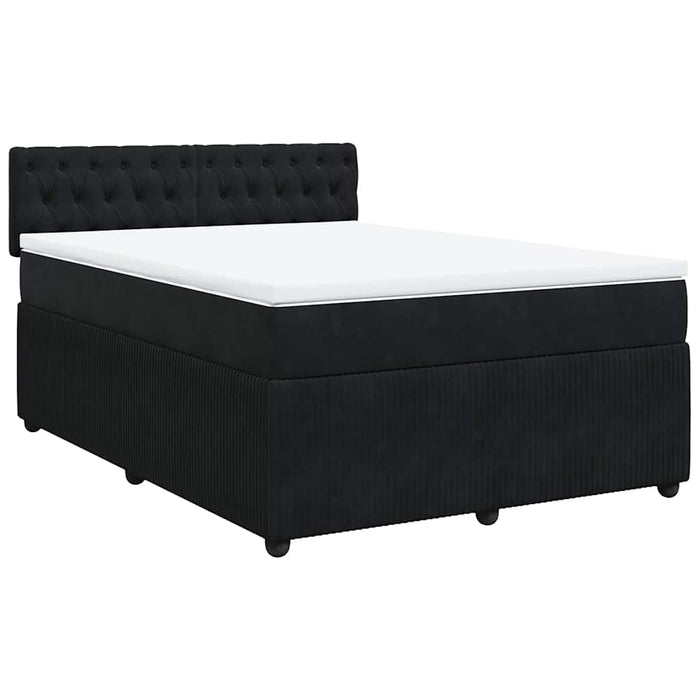 Pat box spring cu saltea, negru, 160x200 cm, catifea - WALTI WALTI