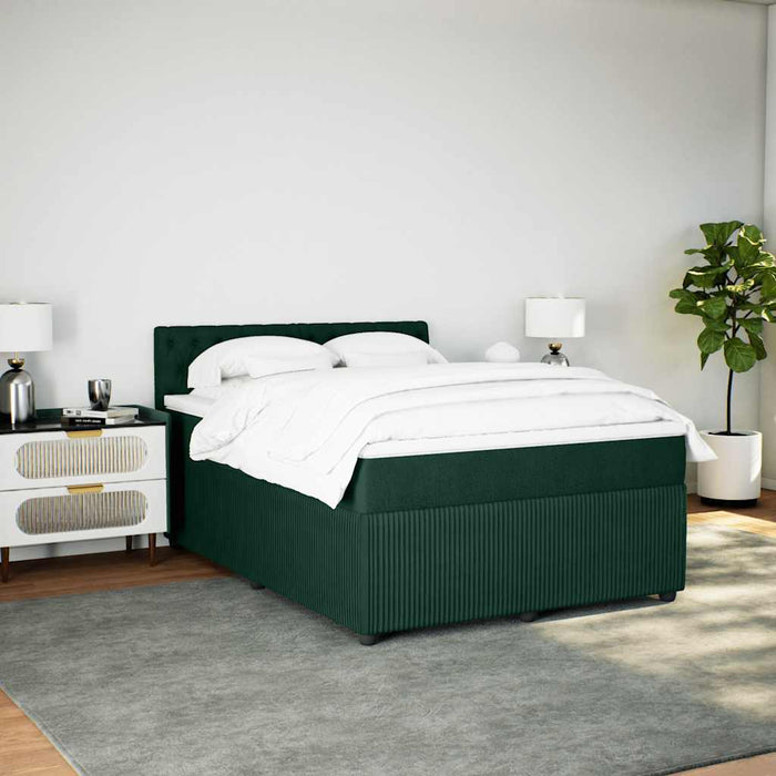 Pat box spring cu saltea, verde închis, 160x200 cm, catifea - WALTI WALTI