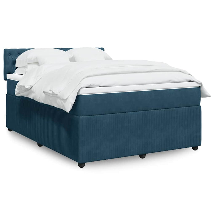 Pat box spring cu saltea, albastru, 160x200 cm, catifea - WALTI WALTI