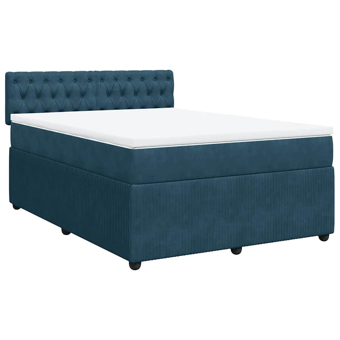 Pat box spring cu saltea, albastru, 160x200 cm, catifea - WALTI WALTI