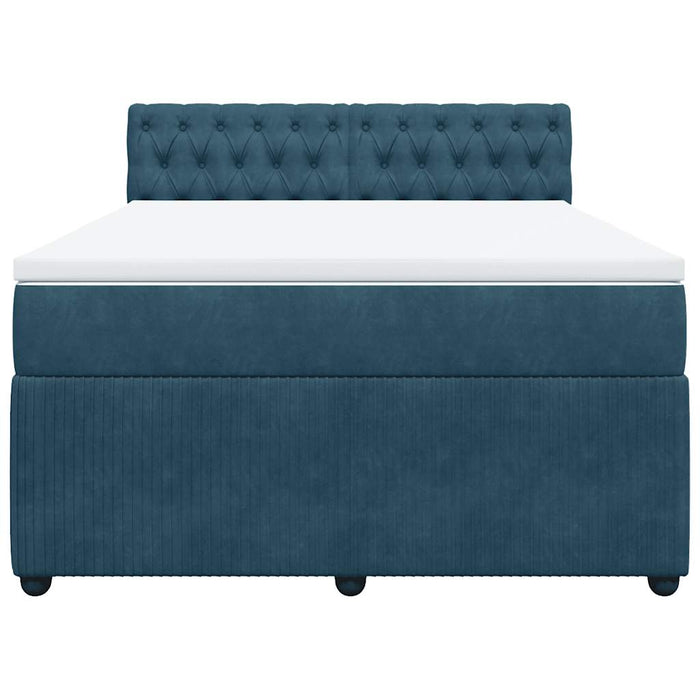 Pat box spring cu saltea, albastru, 160x200 cm, catifea - WALTI WALTI