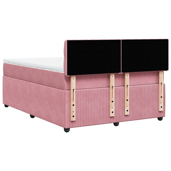 Pat box spring cu saltea, roz, 160x200 cm, catifea - WALTI WALTI