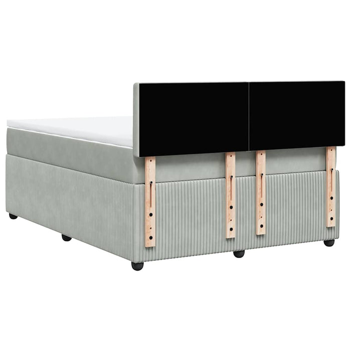 Pat box spring cu saltea, gri deschis, 160x200 cm, catifea - WALTI WALTI