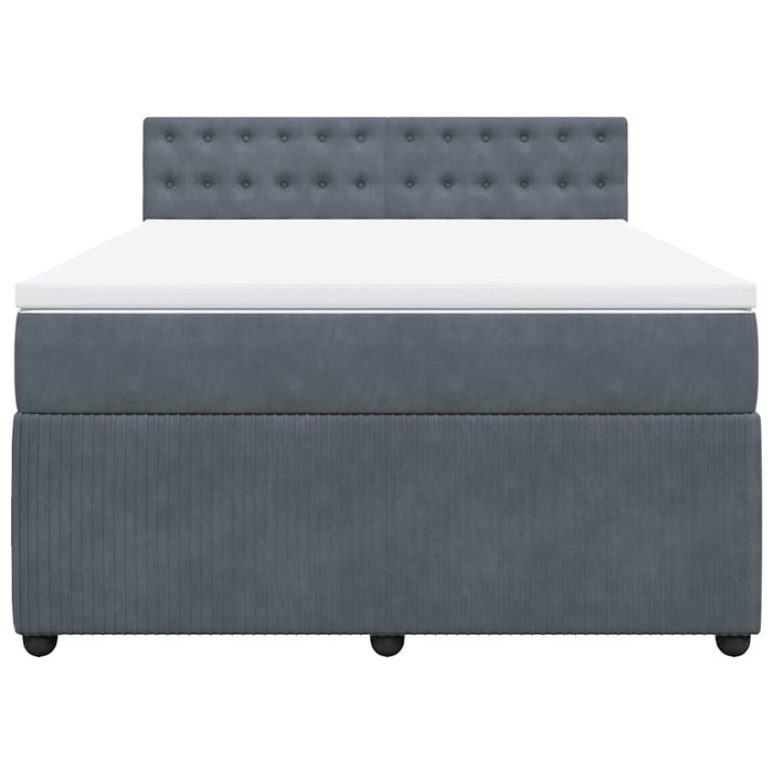 Pat box spring cu saltea, gri închis, 160x200 cm, catifea - WALTI WALTI