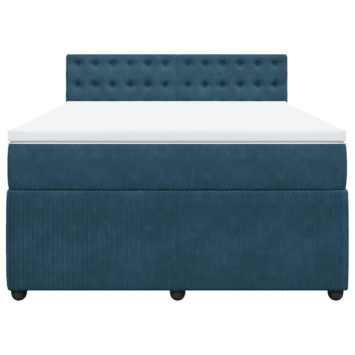 Pat box spring cu saltea, albastru, 160x200 cm, catifea - WALTI WALTI