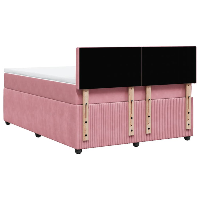 Pat box spring cu saltea, roz, 160x200 cm, catifea - WALTI WALTI
