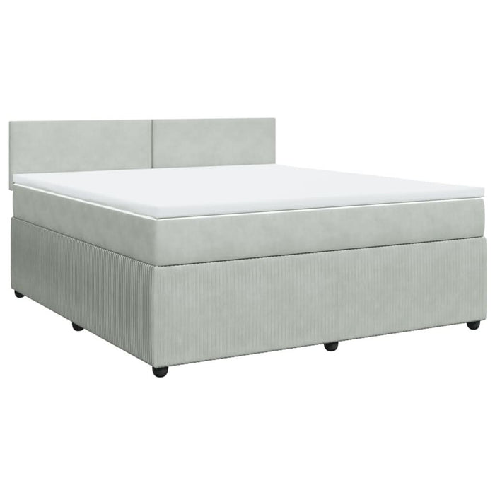 Pat box spring cu saltea, gri deschis, 180x200 cm, catifea - WALTI WALTI