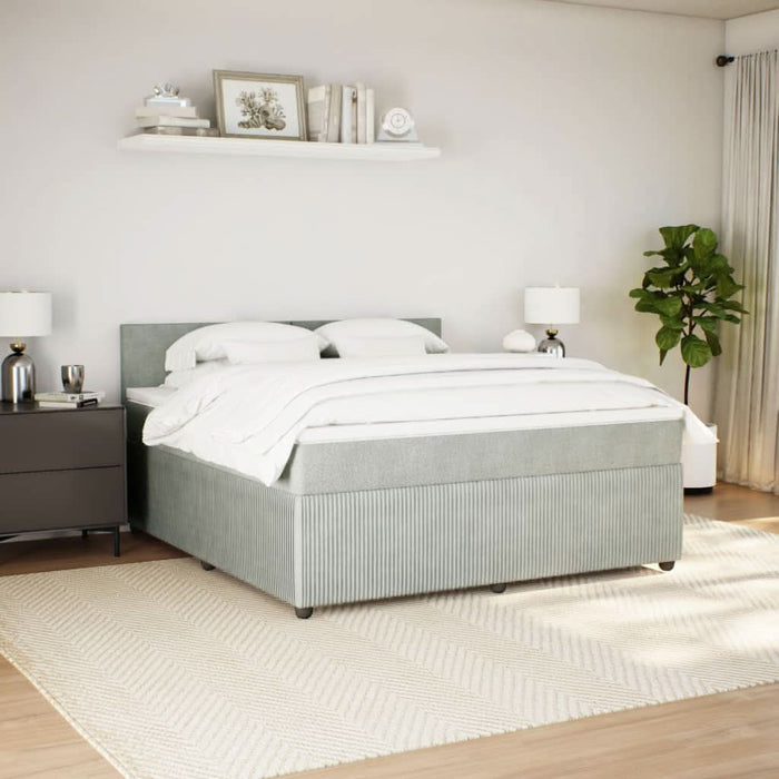 Pat box spring cu saltea, gri deschis, 180x200 cm, catifea - WALTI WALTI