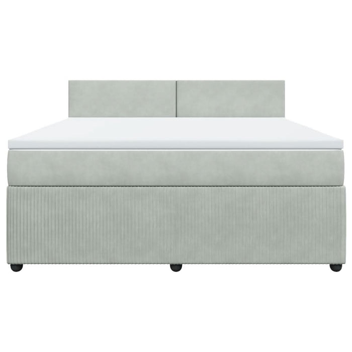 Pat box spring cu saltea, gri deschis, 180x200 cm, catifea - WALTI WALTI
