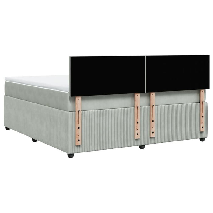 Pat box spring cu saltea, gri deschis, 180x200 cm, catifea - WALTI WALTI