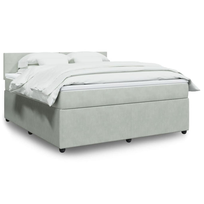 Pat box spring cu saltea, gri deschis, 180x200 cm, catifea - WALTI WALTI