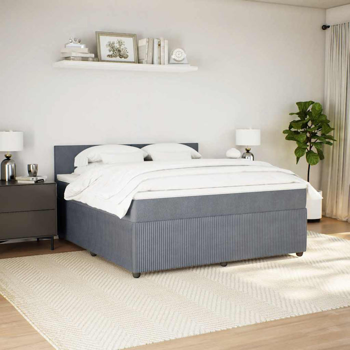 Pat box spring cu saltea, gri închis, 180x200 cm, catifea - WALTI WALTI
