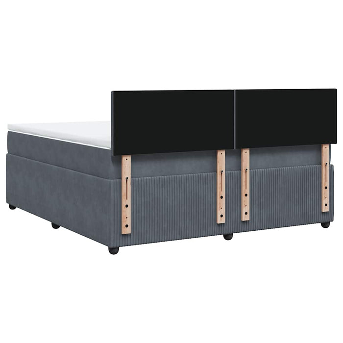 Pat box spring cu saltea, gri închis, 180x200 cm, catifea - WALTI WALTI