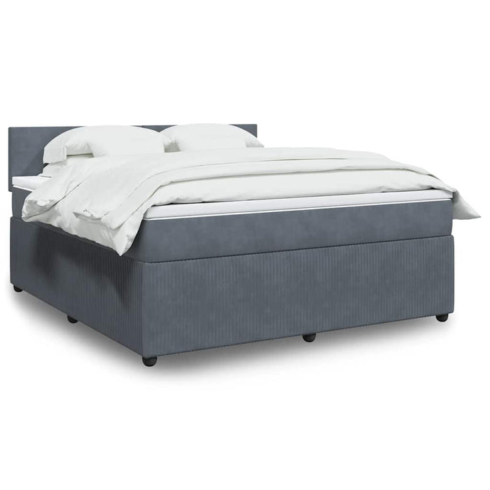 Pat box spring cu saltea, gri închis, 180x200 cm, catifea - WALTI WALTI