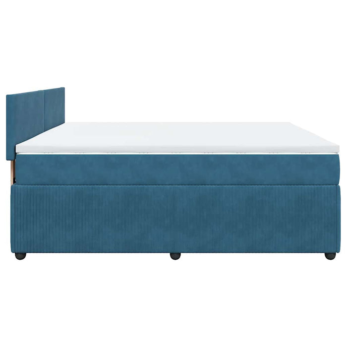 Pat box spring cu saltea, albastru, 180x200 cm, catifea - WALTI WALTI