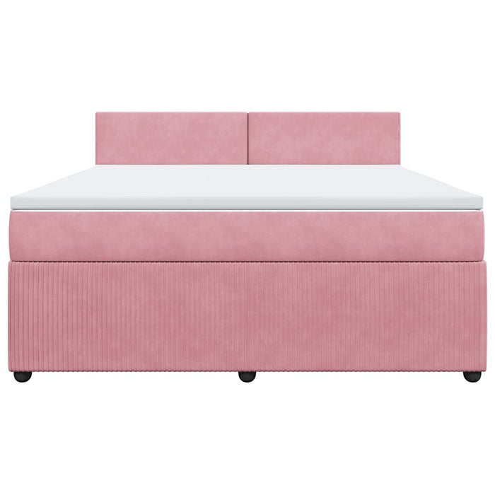 Pat box spring cu saltea, roz, 180x200 cm, catifea - WALTI WALTI
