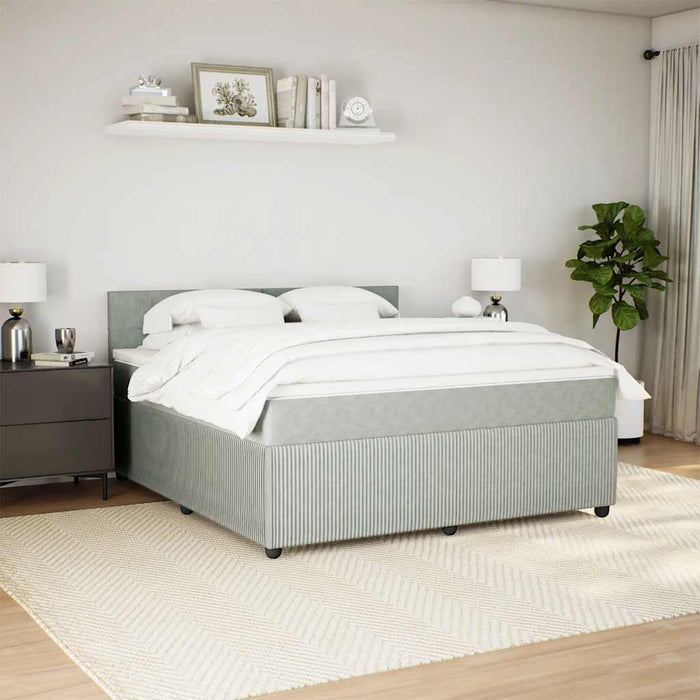 Pat box spring cu saltea, gri deschis, 180x200 cm, catifea - WALTI WALTI