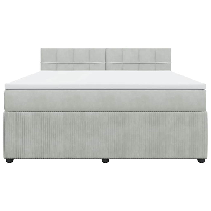 Pat box spring cu saltea, gri deschis, 180x200 cm, catifea - WALTI WALTI