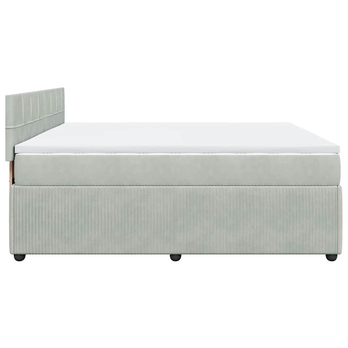 Pat box spring cu saltea, gri deschis, 180x200 cm, catifea - WALTI WALTI