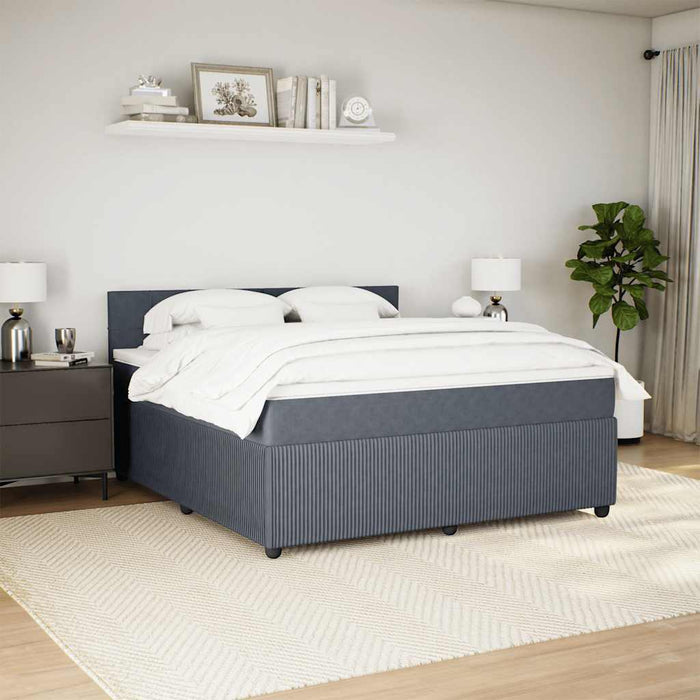 Pat box spring cu saltea, gri închis, 180x200 cm, catifea - WALTI WALTI