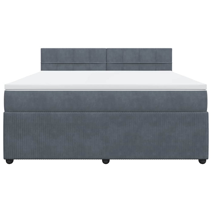 Pat box spring cu saltea, gri închis, 180x200 cm, catifea - WALTI WALTI