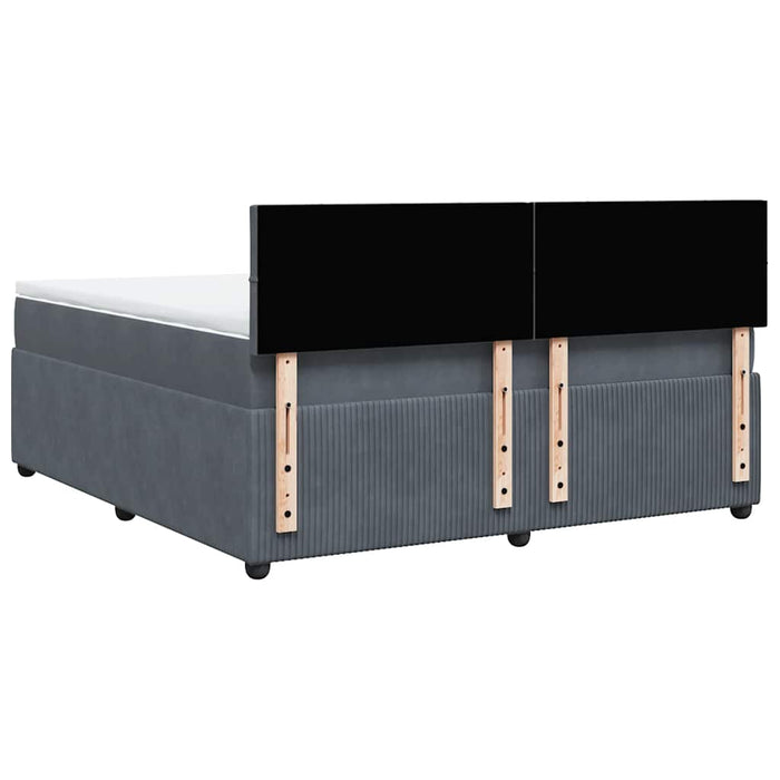 Pat box spring cu saltea, gri închis, 180x200 cm, catifea - WALTI WALTI