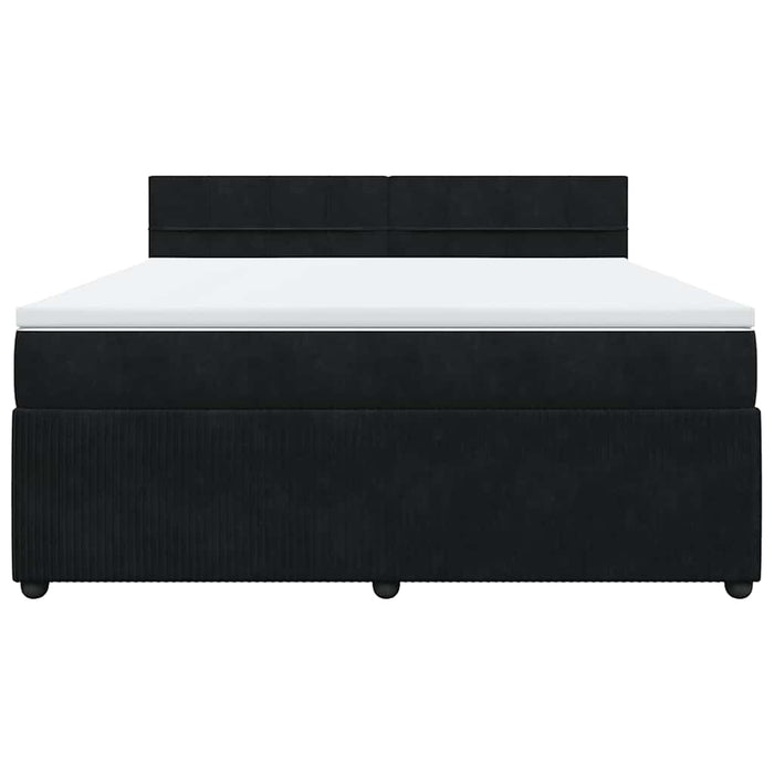 Pat box spring cu saltea, negru, 180x200 cm, catifea WALTI