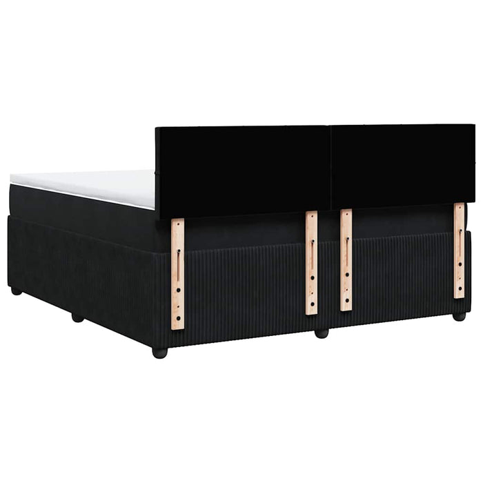 Pat box spring cu saltea, negru, 180x200 cm, catifea WALTI