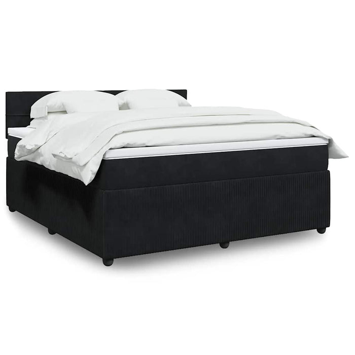 Pat box spring cu saltea, negru, 180x200 cm, catifea WALTI