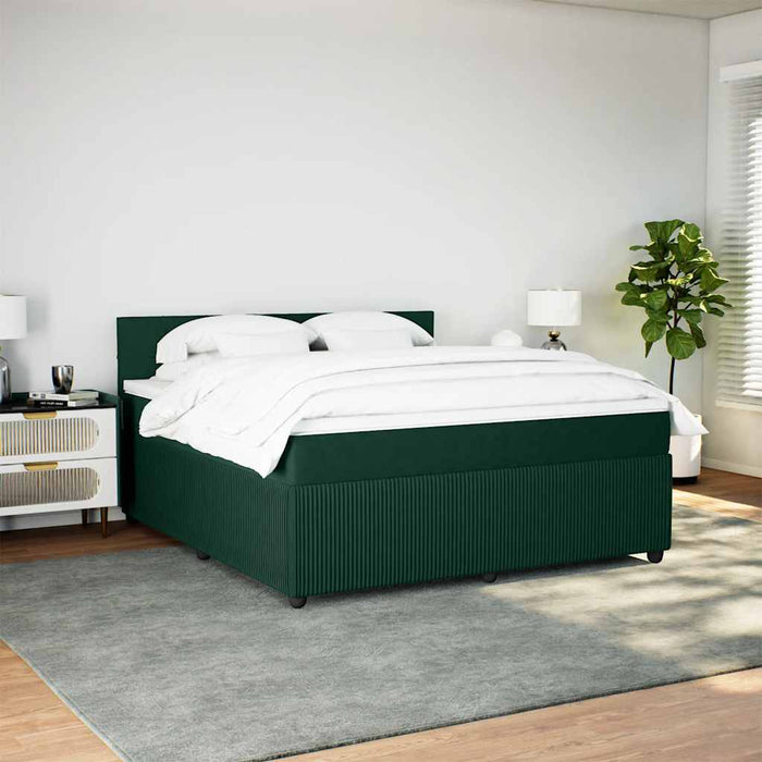 Pat box spring cu saltea, verde închis, 180x200 cm, catifea - WALTI WALTI