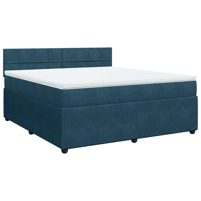 Pat box spring cu saltea, albastru, 180x200 cm, catifea - WALTI WALTI