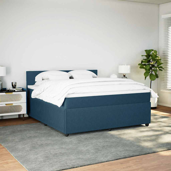 Pat box spring cu saltea, albastru, 180x200 cm, catifea - WALTI WALTI