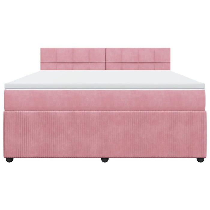 Pat box spring cu saltea, roz, 180x200 cm, catifea - WALTI WALTI