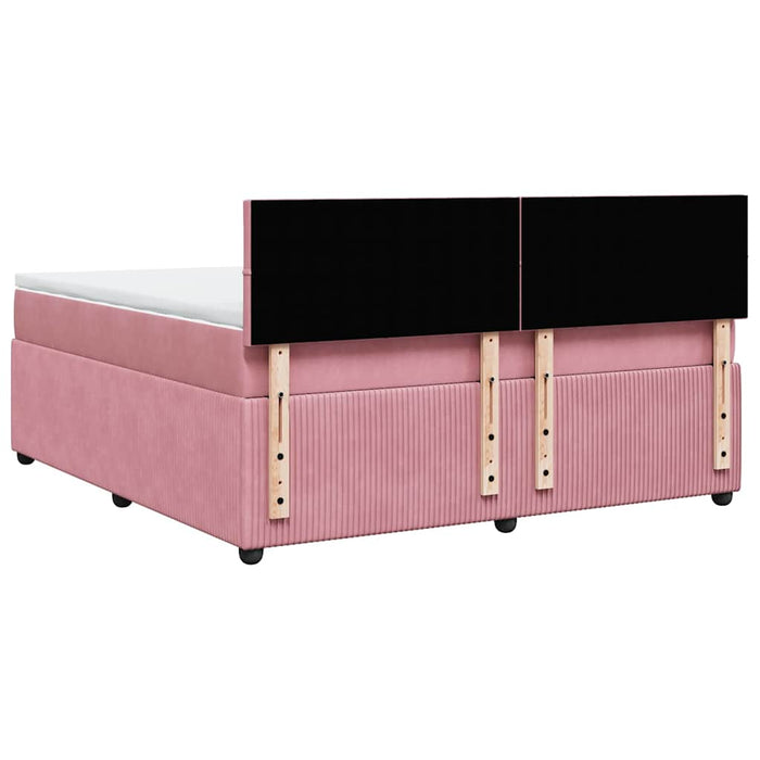 Pat box spring cu saltea, roz, 180x200 cm, catifea - WALTI WALTI
