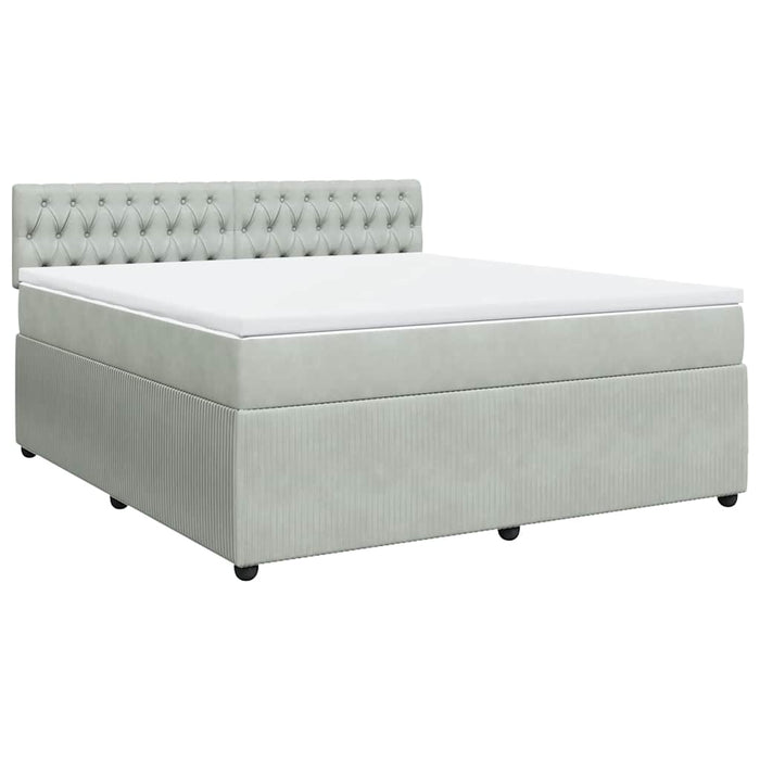 Pat box spring cu saltea, gri deschis, 180x200 cm, catifea - WALTI WALTI