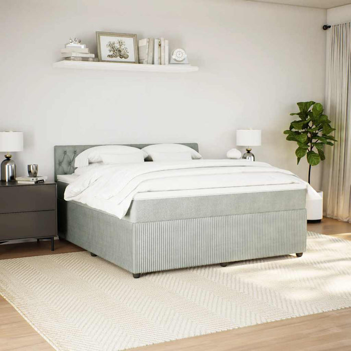 Pat box spring cu saltea, gri deschis, 180x200 cm, catifea - WALTI WALTI