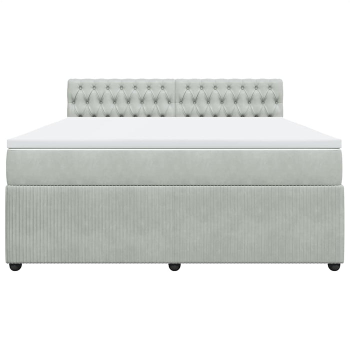 Pat box spring cu saltea, gri deschis, 180x200 cm, catifea - WALTI WALTI