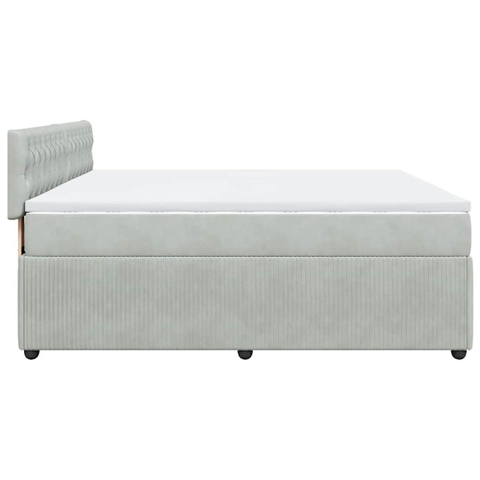 Pat box spring cu saltea, gri deschis, 180x200 cm, catifea - WALTI WALTI