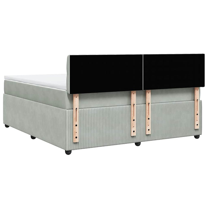 Pat box spring cu saltea, gri deschis, 180x200 cm, catifea - WALTI WALTI