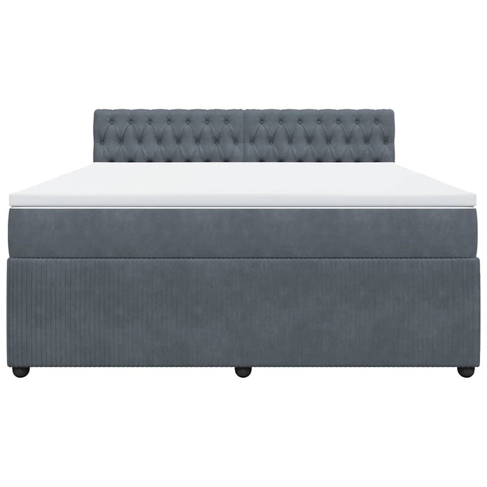 Pat box spring cu saltea, gri închis, 180x200 cm, catifea - WALTI WALTI