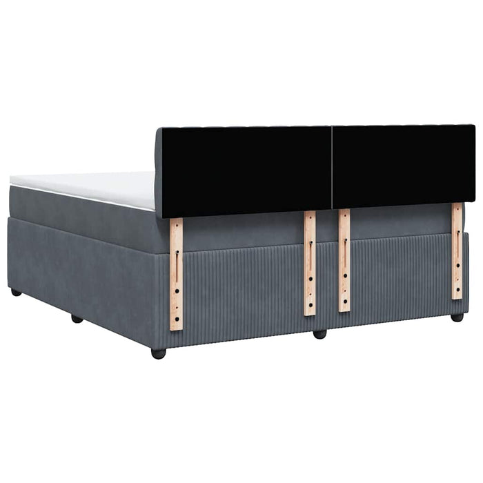 Pat box spring cu saltea, gri închis, 180x200 cm, catifea - WALTI WALTI