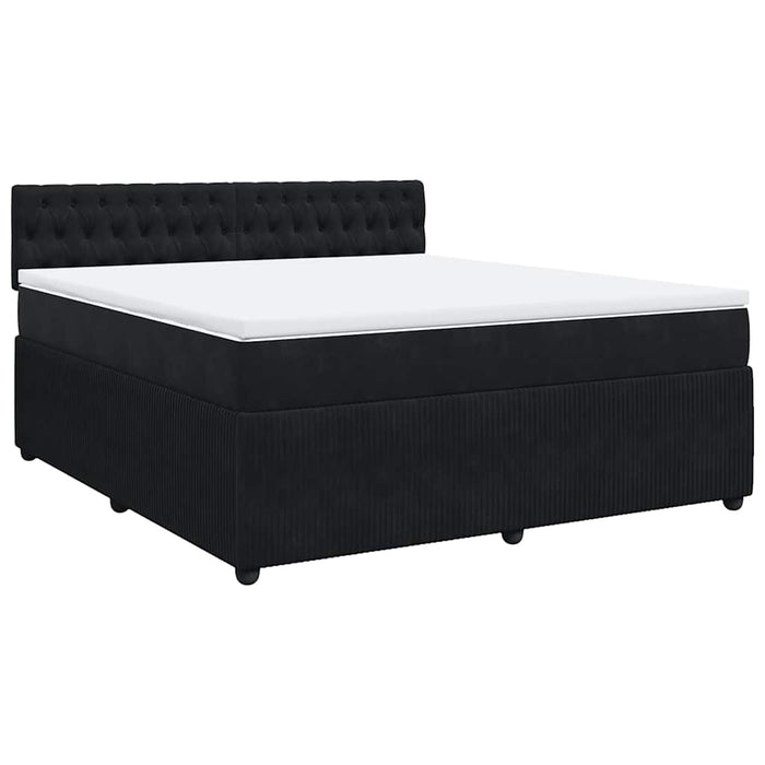 Pat box spring cu saltea, negru, 180x200 cm, catifea WALTI