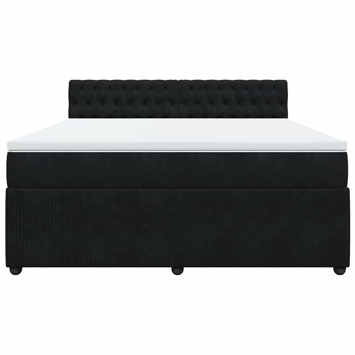 Pat box spring cu saltea, negru, 180x200 cm, catifea WALTI