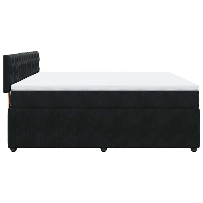 Pat box spring cu saltea, negru, 180x200 cm, catifea WALTI