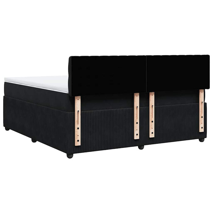 Pat box spring cu saltea, negru, 180x200 cm, catifea WALTI