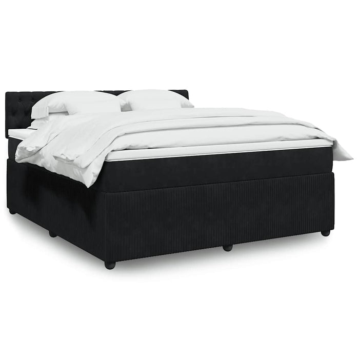 Pat box spring cu saltea, negru, 180x200 cm, catifea WALTI