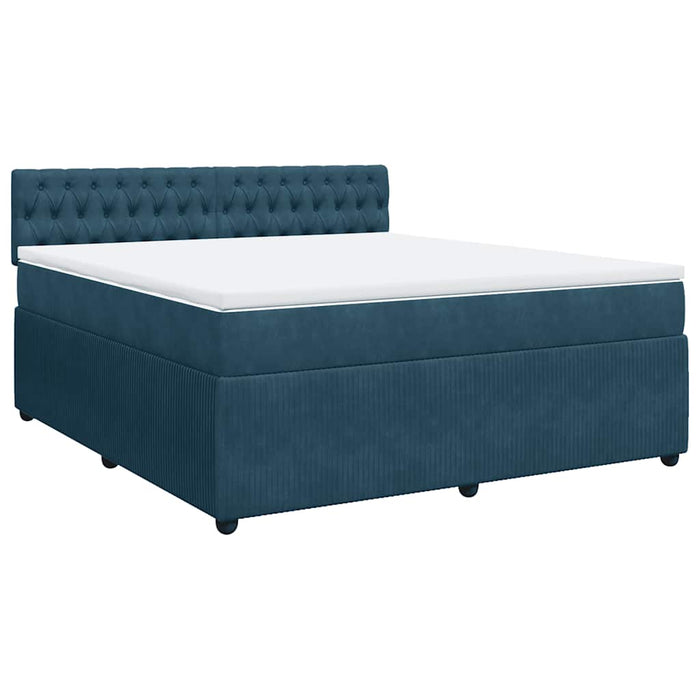 Pat box spring cu saltea, albastru, 180x200 cm, catifea - WALTI WALTI