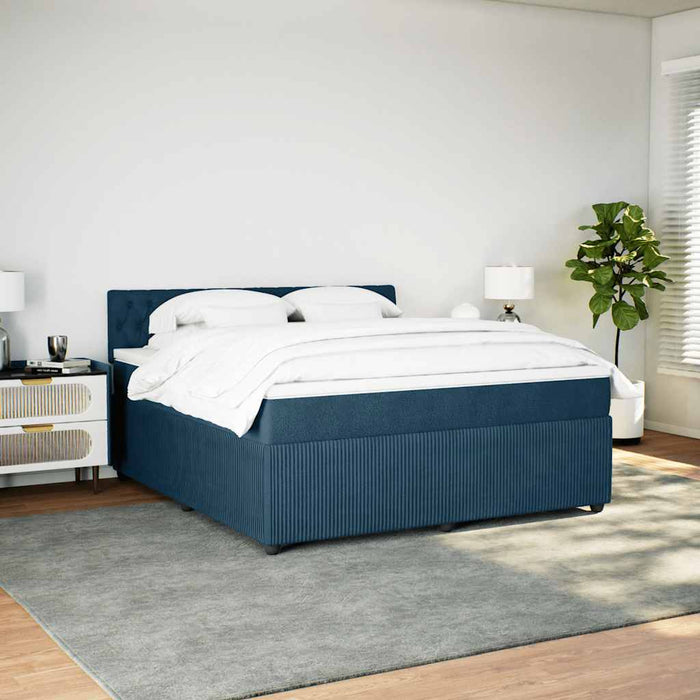 Pat box spring cu saltea, albastru, 180x200 cm, catifea - WALTI WALTI