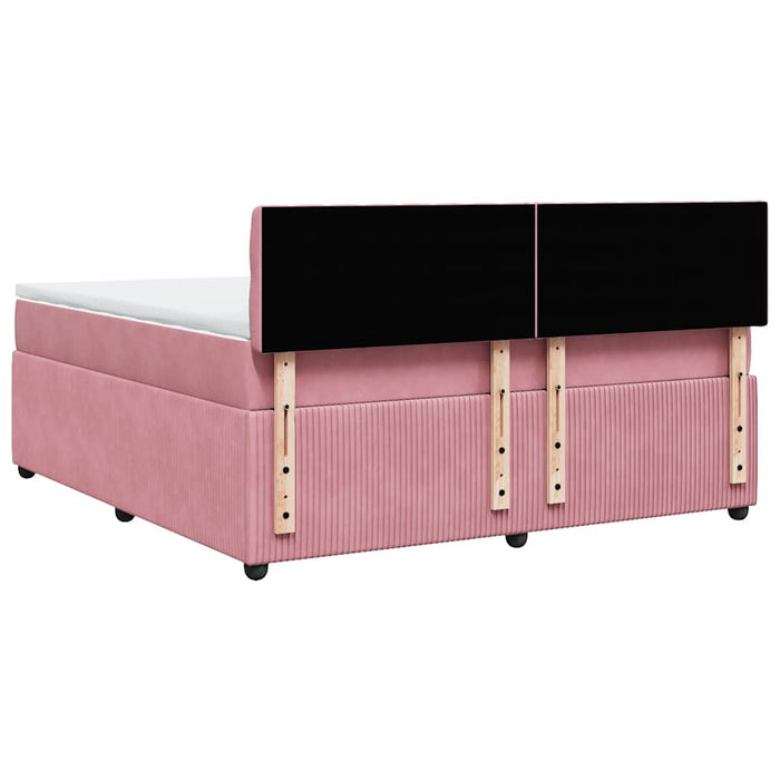 Pat box spring cu saltea, roz, 180x200 cm, catifea - WALTI WALTI