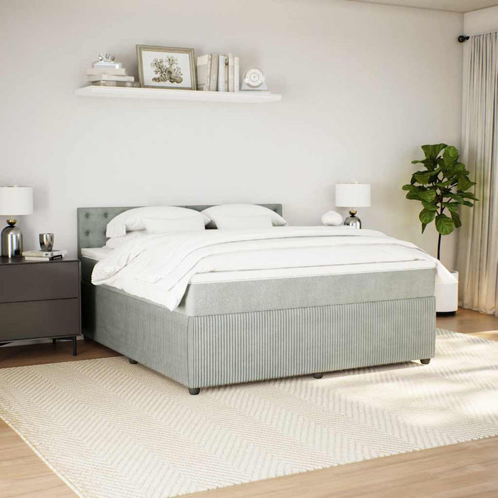 Pat box spring cu saltea, gri deschis, 180x200 cm, catifea - WALTI WALTI
